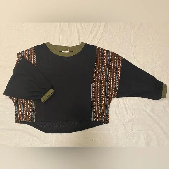 Umgee Waffle Knit Boho Print Top - Picture 7 of 11